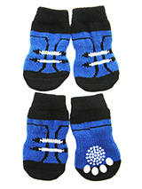 Soccer Pet Socks - These fun and functional doggie socks protect your dogs paws from mud, snow, ice, hot pavement, hot sand and other extreme weather. Made from 95% cotton and 5% spandex making them comfortable and secure. Each sock features a paw shaped anti-slip silica pad and help keep your house sanitary. (set of...