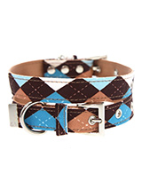 Brown & Blue Argyle Fabric Collar - Our Brown Argyle Collar is a traditional Scottish design which represents the Clan Campbell of Argyll in western Scotland. It is stylish, classy and never goes out of fashion. Used for kilts and plaids, and for the patterned socks worn by Scottish Highlanders since at least the 17th century. It is l...