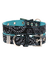 Black & Blue Paisley Collar - The Paisley pattern has its origins in Ancient Babylon but is now synonymous with the town of Paisley in Scotland. We thought it would look class on your dog. It is lightweight and incredibly strong. The collar has been finished with chrome detailing including the eyelets and tip of the collar. A ma...