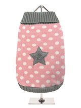 Pink Star Sweater - Our Pink Star Sweater perfect for girl dogs. It has a raised soft touch star with matching neck hem and arms. The pink polka dot body contrasts beautifully. This sweater is a stylish yet practical way to keep your dog warm. A turtle neck and elasticated sleeves make this sweater extra cosy and the v...