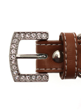 Brown Leather Diamante Collar & Diamante Bone Charm