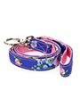 Pink / Blue Floral Burst Fabric Collar & Lead Set