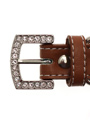 Brown Leather Diamante Collar & Diamante Bone Charm